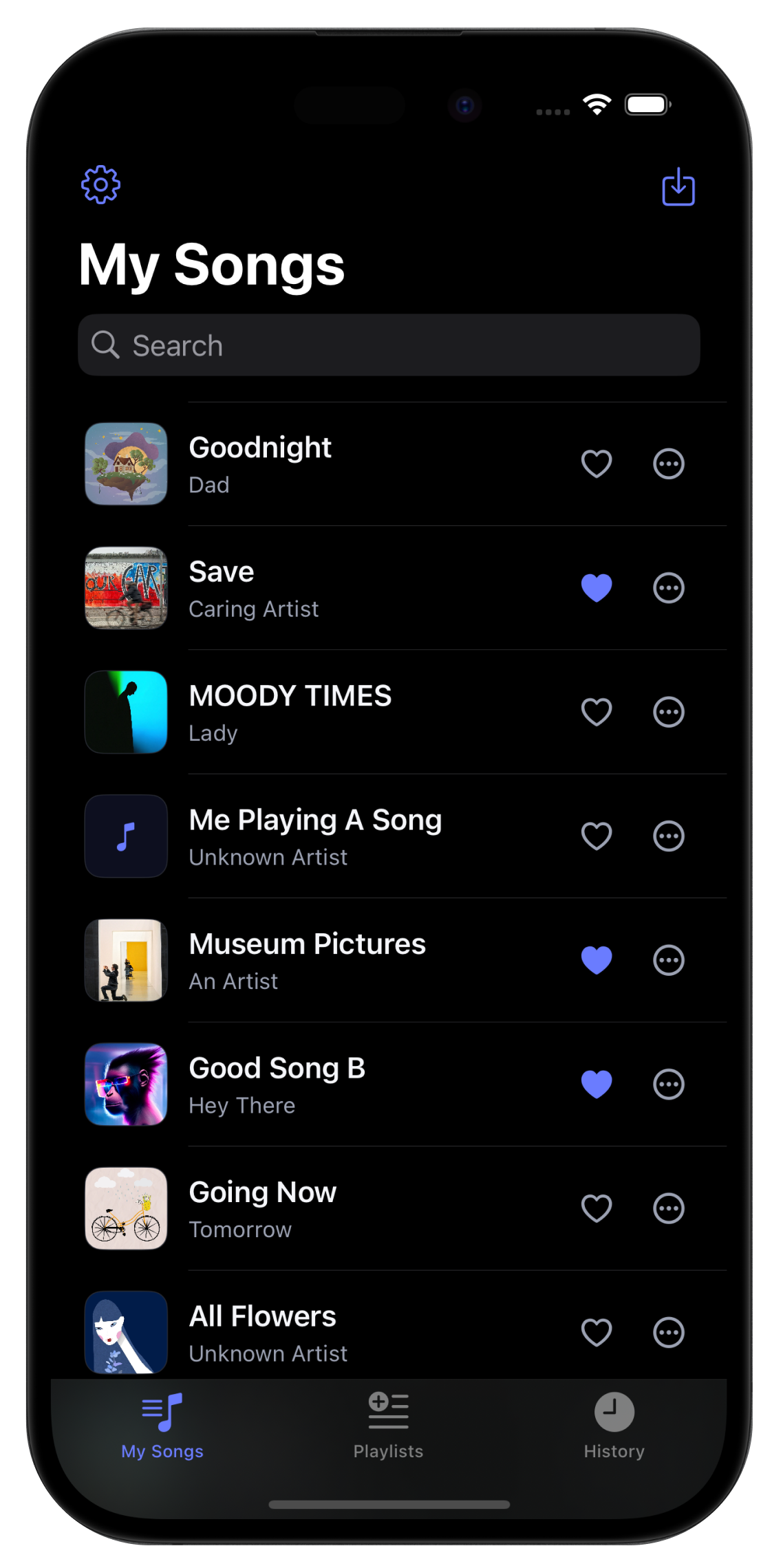 My Own Music app screenshot on iPhone